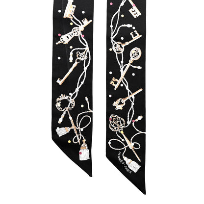 Hermes Silk Les Cles A Pois Twilly Black Beige Rose Multicolor 2 of 4