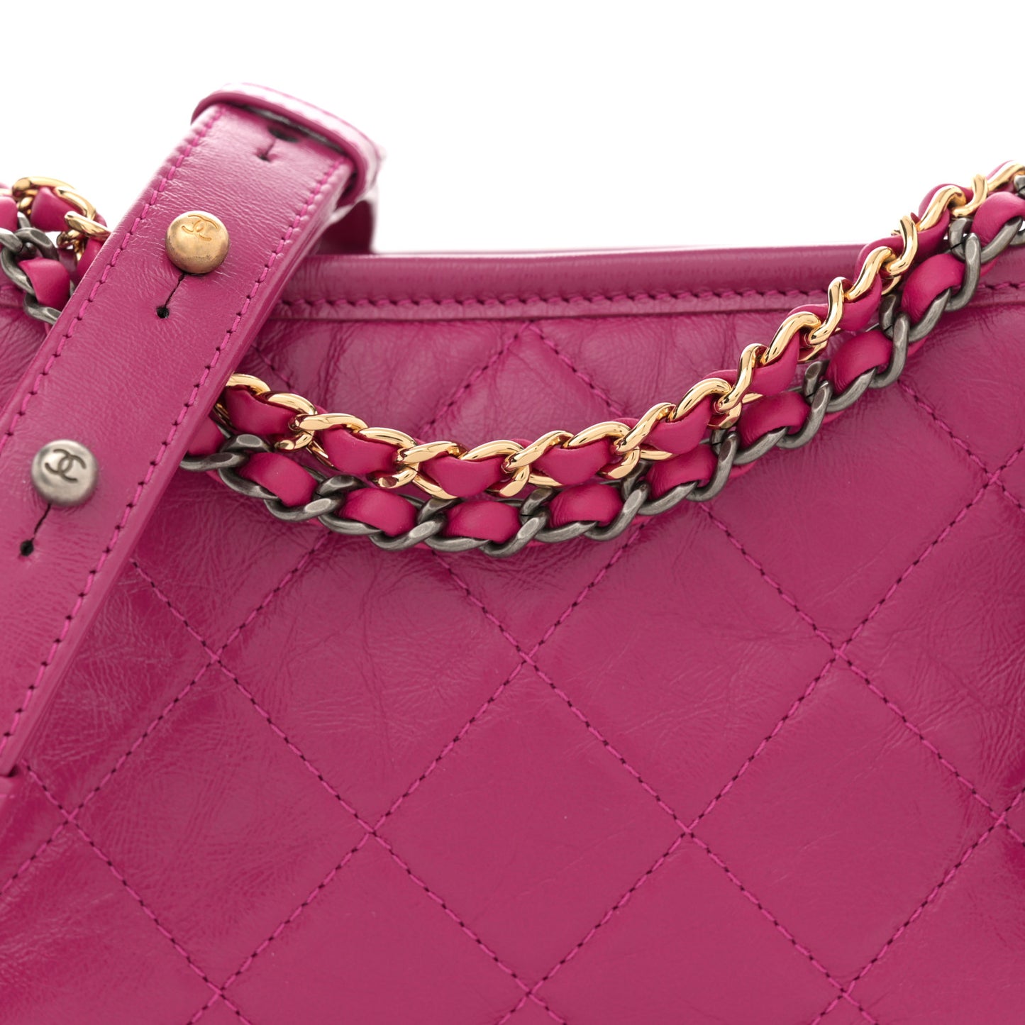 Aged Calfskin Quilted Small Gabrielle Hobo Fuchsia