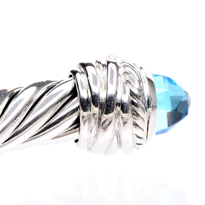 David Yurman Sterling Silver Diamond Blue Topaz 8.5mm Crossover Hinge Bracelet 4 of 5