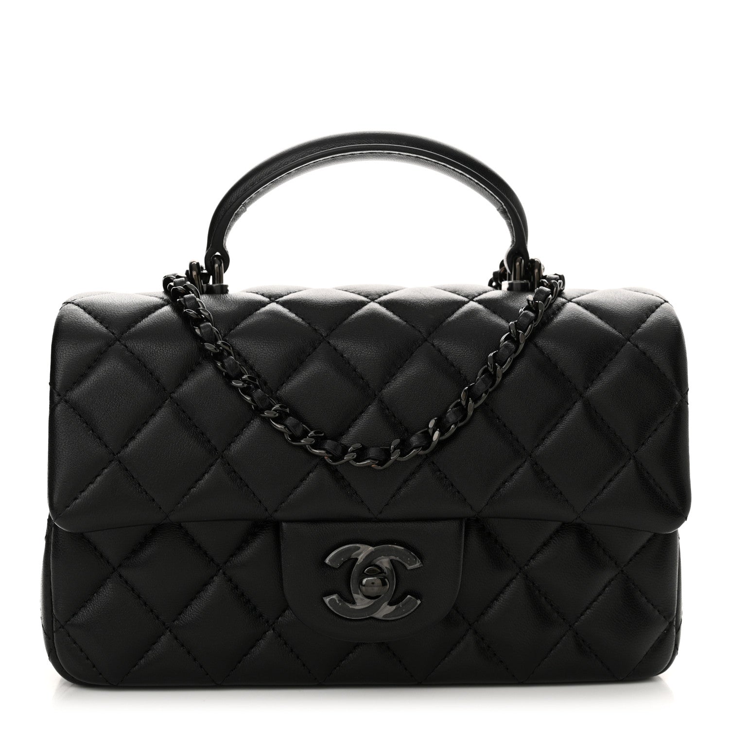 Chanel Lambskin Quilted Mini Top Handle Rectangular Flap So Black 1 of 12