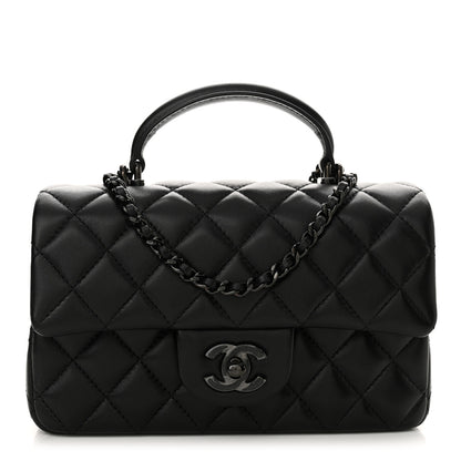 Chanel Lambskin Quilted Mini Top Handle Rectangular Flap So Black 1 of 12