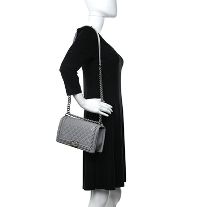Chanel Iridescent Lambskin Quilted Medium Chain Around Boy Flap Grey 2 of 10