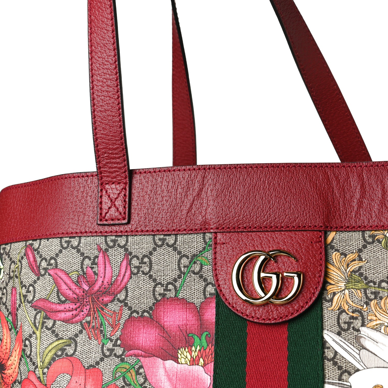 Gucci GG Supreme Monogram Flora Web Large Ophidia Tote Red 16 of 19