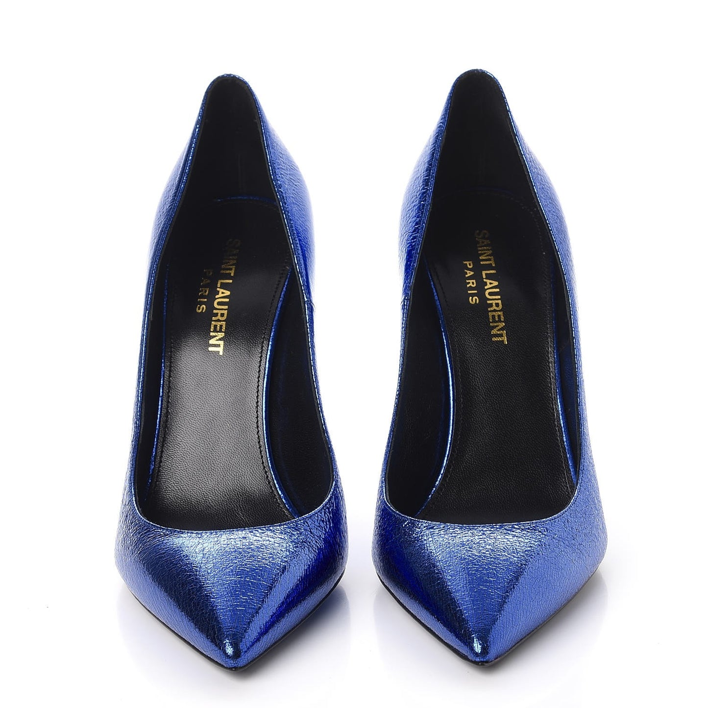 Metallic Cracked Goatskin Anja 105 Pumps 37 Blue