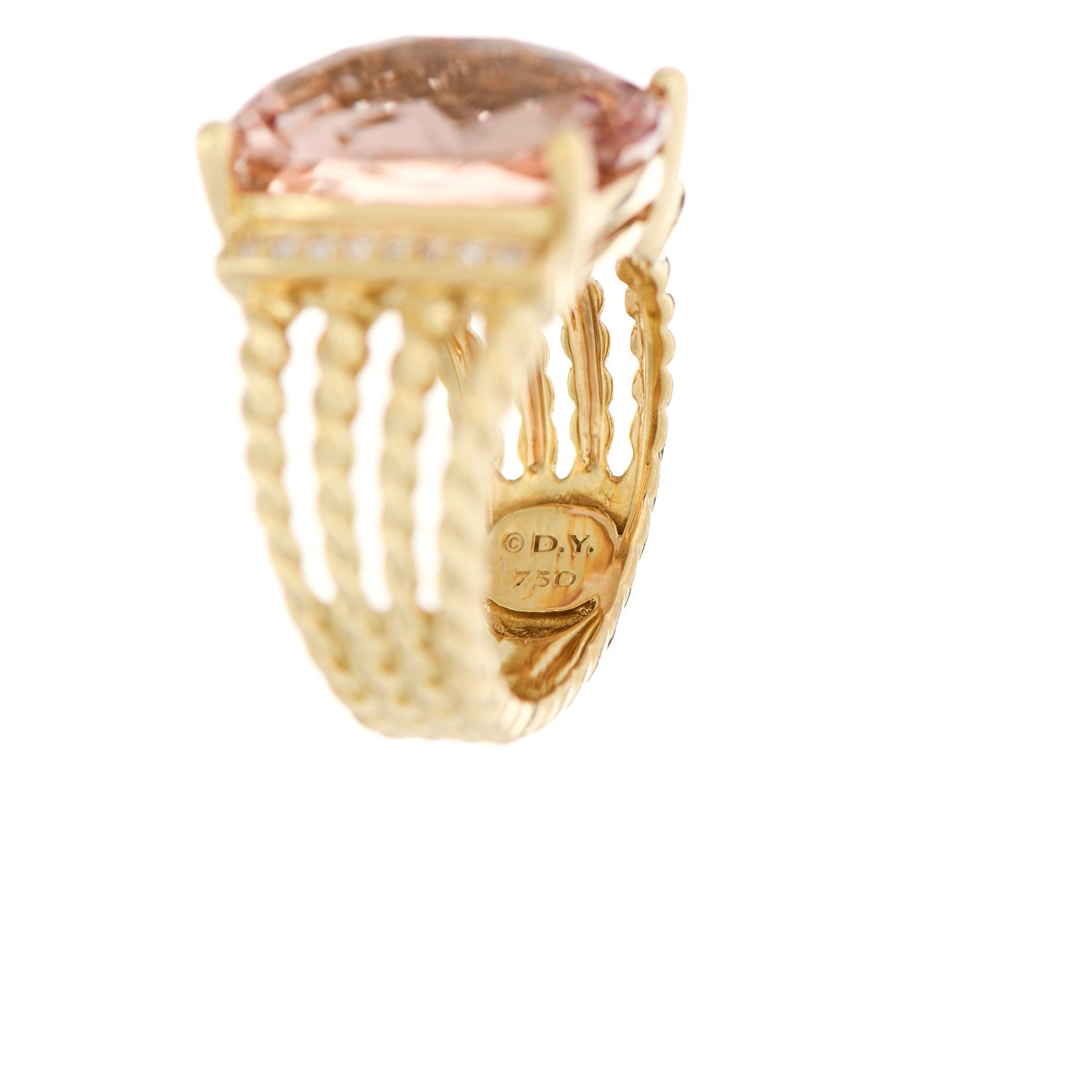 David Yurman 18K Yellow Gold Diamond Morganite 16mm Wheaton Ring 51 5.75 4 of 4