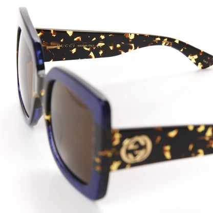 Gucci Square Frame GG0083S Sunglasses Glitter Blue Havana Brown 5 of 8