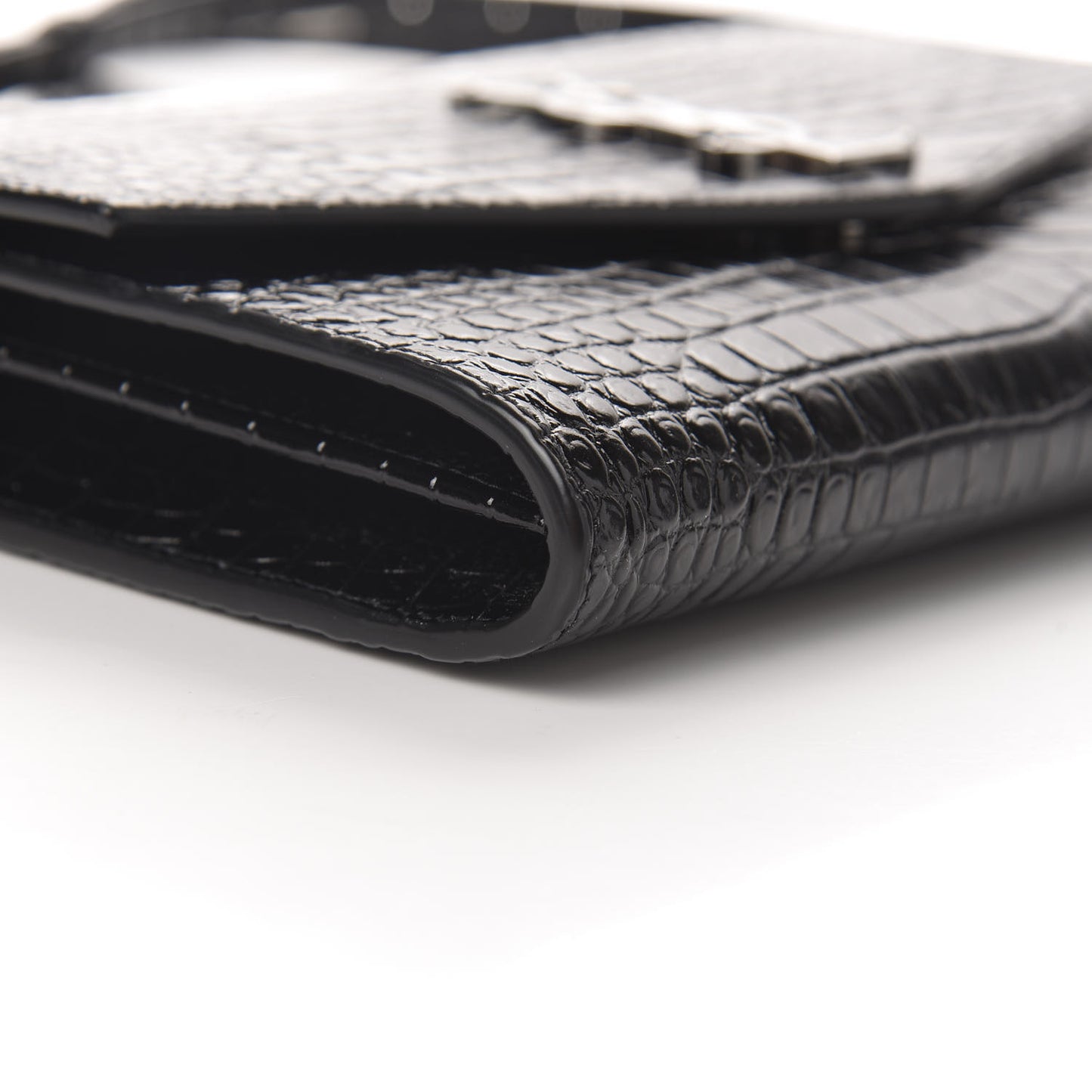 Calfskin Crocodile Embossed Monogram Uptown Crossbody Black