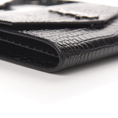 Saint Laurent Calfskin Crocodile Embossed Monogram Uptown Crossbody Black 7 of 10