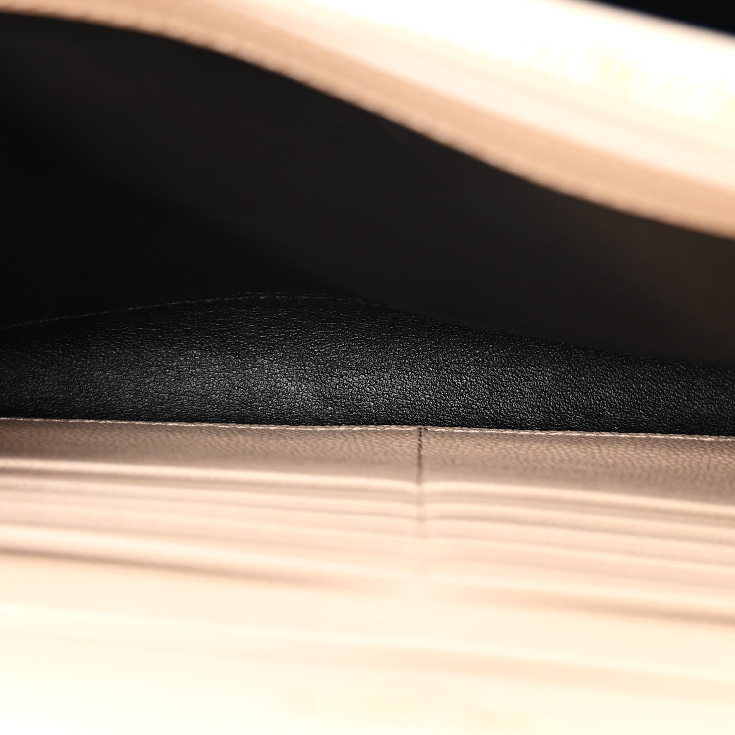 Saint Laurent Grain De Poudre Matelasse Chevron Monogram Chain Wallet Dark Beige 6 of 12