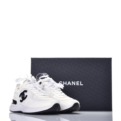 Chanel Calfskin Mesh Suede Womens Logo Sneakers 38.5 White 9 of 9