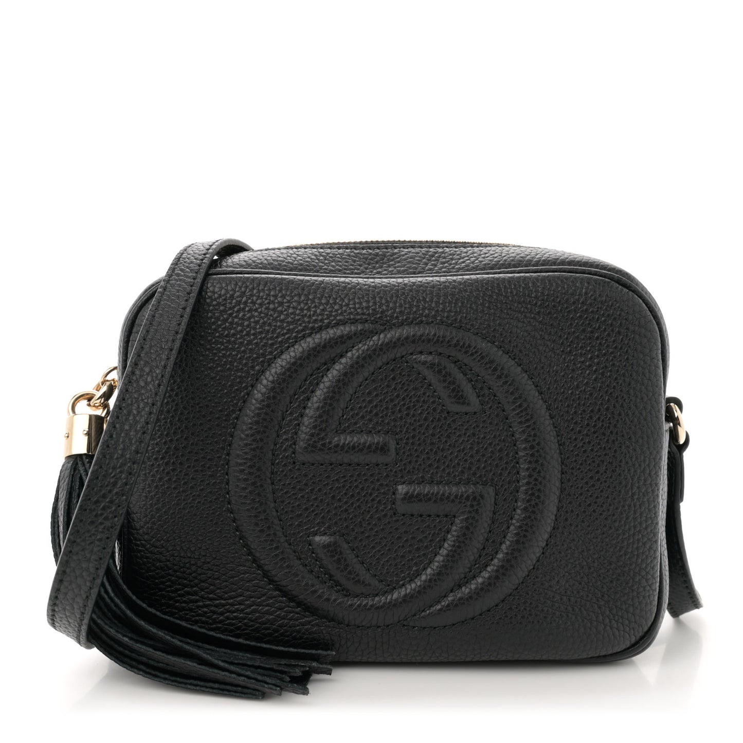 Pebbled Calfskin Small Soho Disco Bag Black