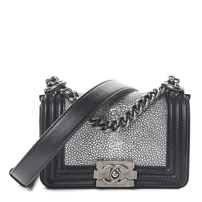 Chanel Galuchat Stingray Mini Boy Flap Black Silver 1 of 9