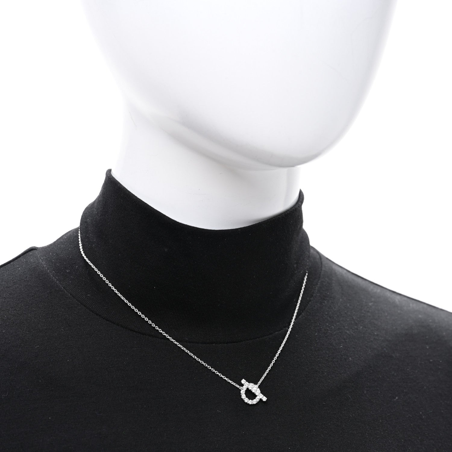 Hermes 18K White Gold Diamond Finesse Pendant Necklace 2 of 6