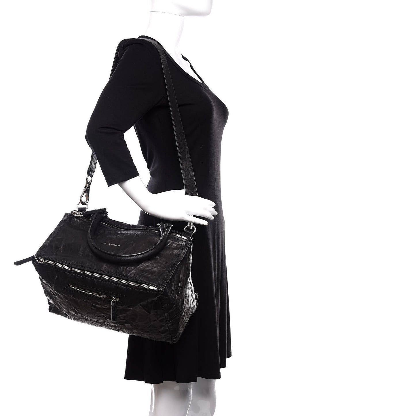 Tumbled Sheepskin Medium Pandora Bag Black