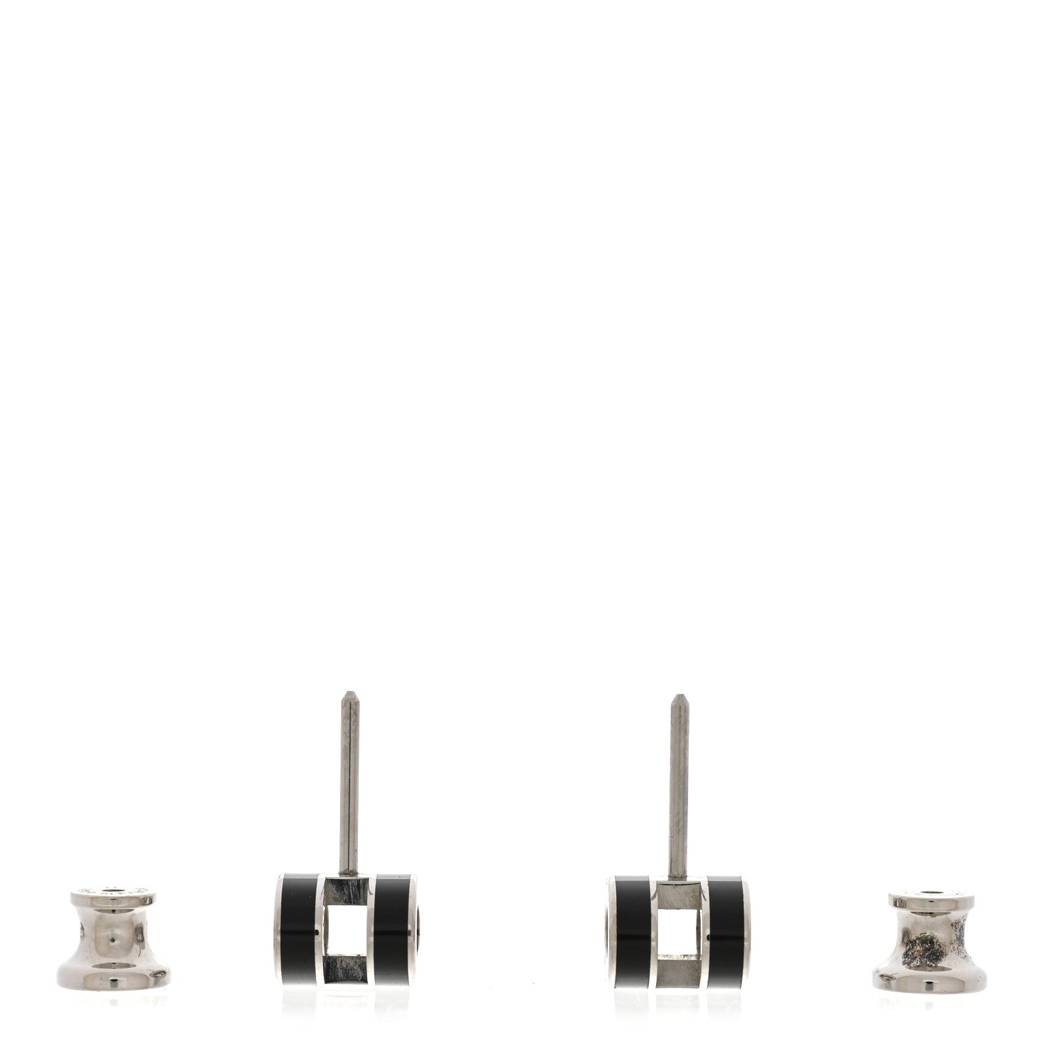 Hermes Palladium Lacquered Mini Pop H Earrings Black 3 of 7