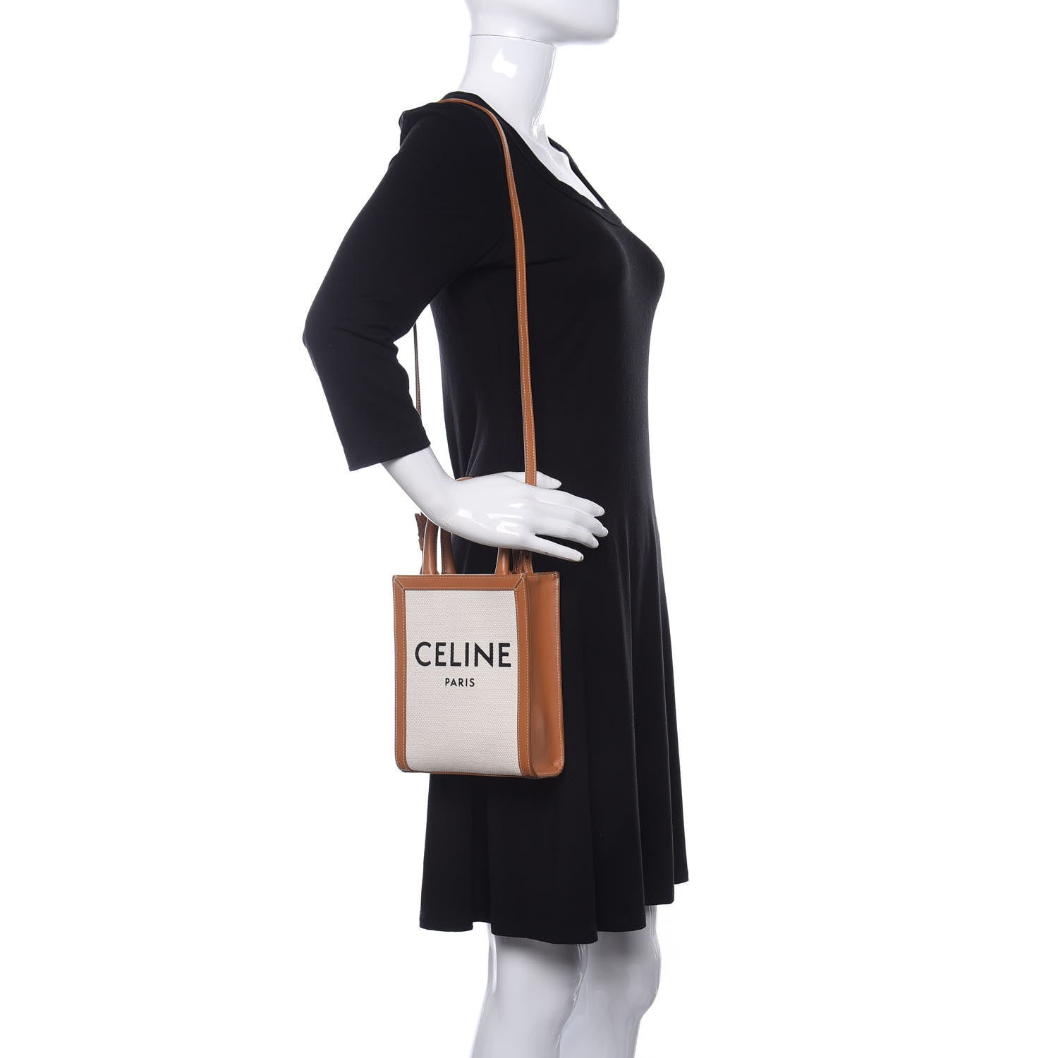 Celine Canvas Calfskin Mini Vertical Cabas Natural Tan 2 of 8