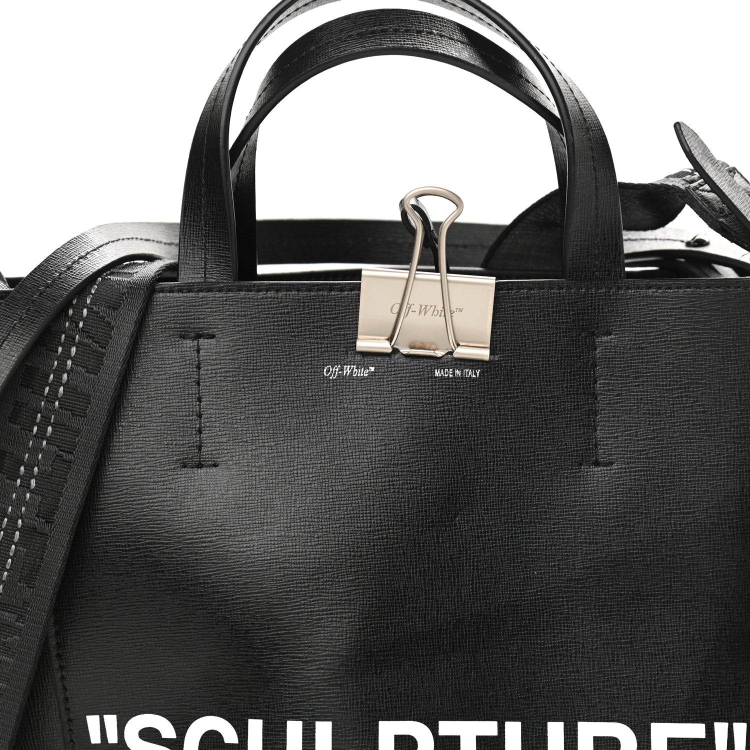 Off-White Calfskin Sculpture Tote Bag Black 8 of 10
