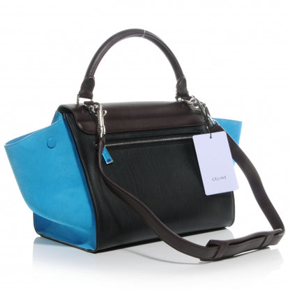Celine Calfskin and Suede Small Tri-Color Trapeze Turquoise 3 of 8