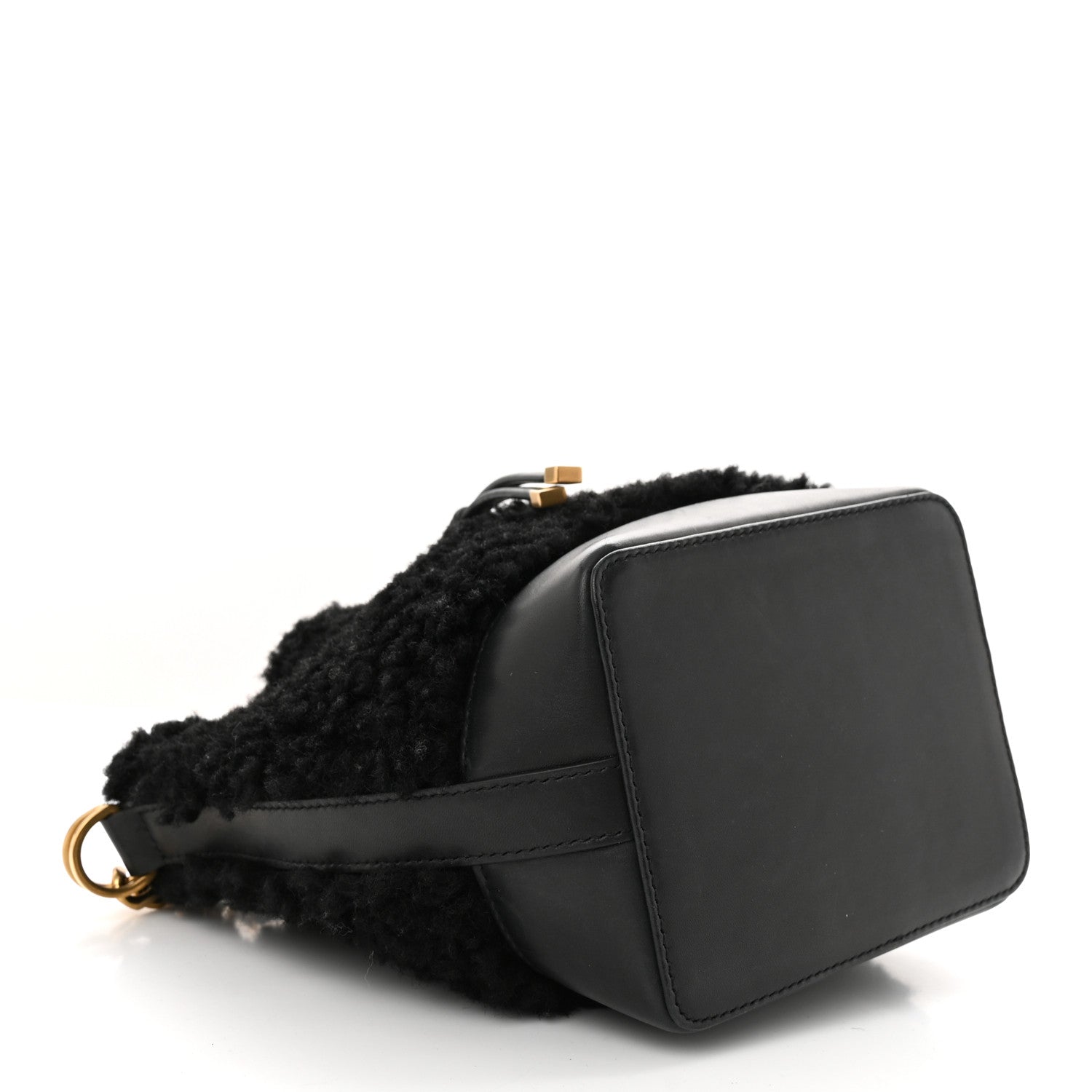 Saint Laurent Shearling Calfskin Small Emmanuelle Bucket Bag Black 4 of 12