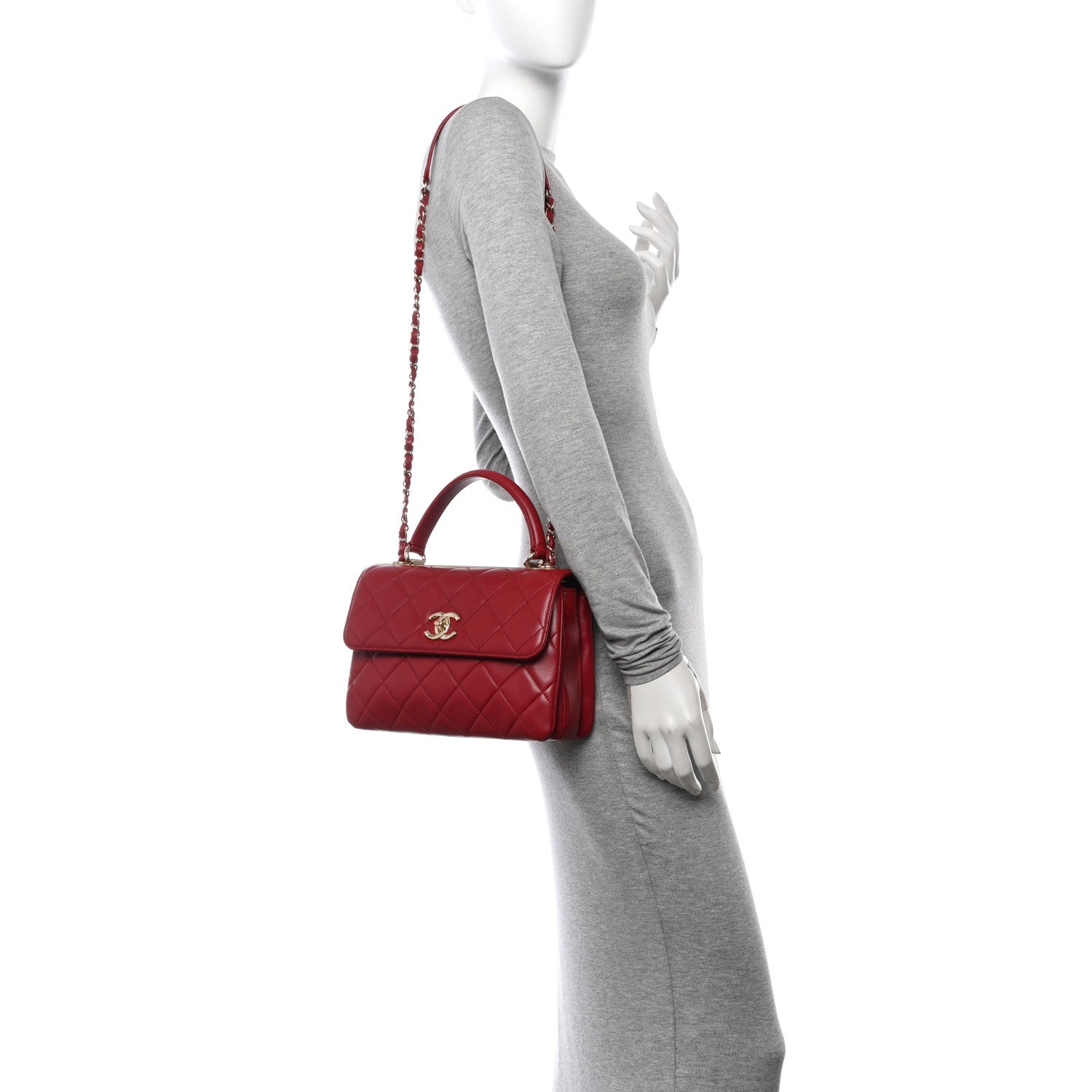 Chanel Lambskin Quilted Small Trendy CC Flap Dual Handle Bag Red 2 of 13