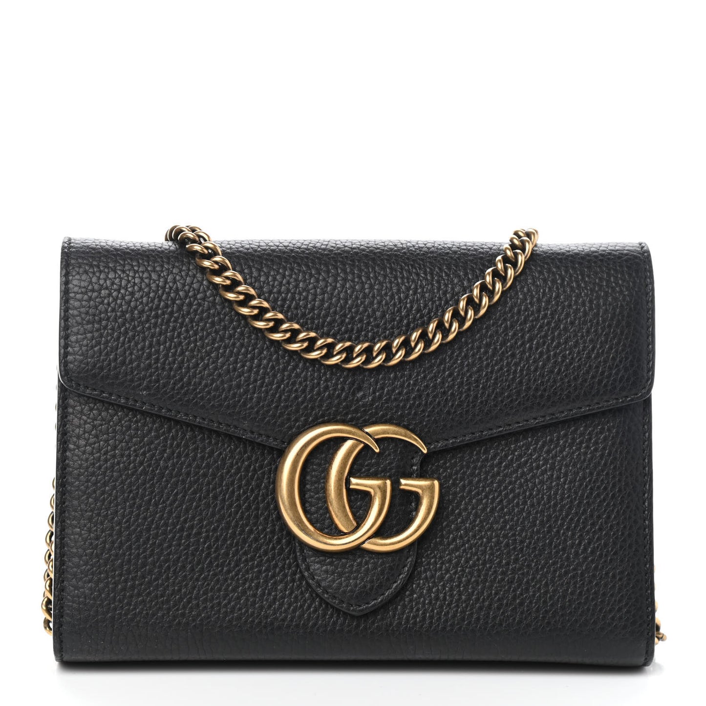 Calfskin GG Marmont Chain Wallet Black