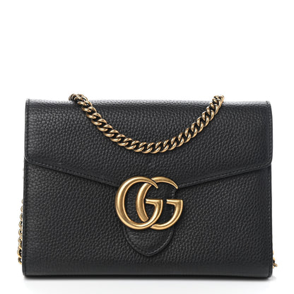 Gucci Calfskin GG Marmont Chain Wallet Black 1 of 4
