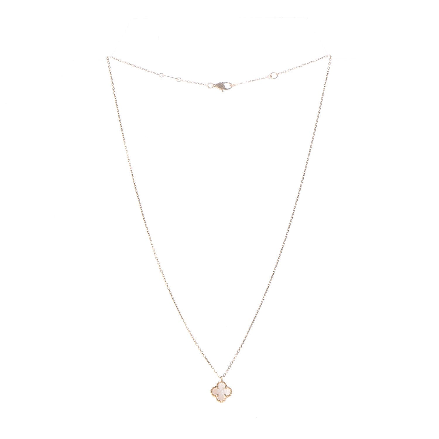 Van Cleef & Arpels 18K Yellow Gold Mother of Pearl Sweet Alhambra Pendant Necklace 4 of 10