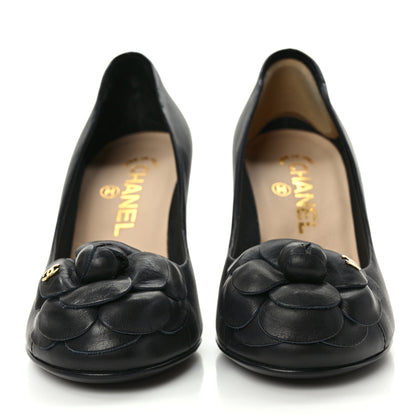 Chanel Lambskin Camellia Pumps 35 Black 2 of 12