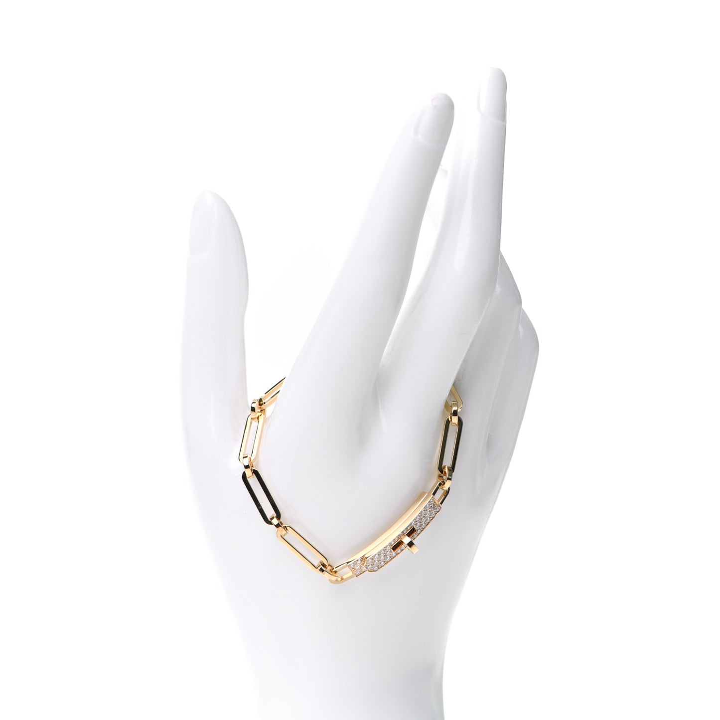 18K Yellow Gold Diamond Pave PM Kelly Chaine Bracelet SH