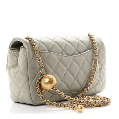 Chanel Lambskin Quilted Mini Rectangular Pearl Crush Flap Grey 3 of 11