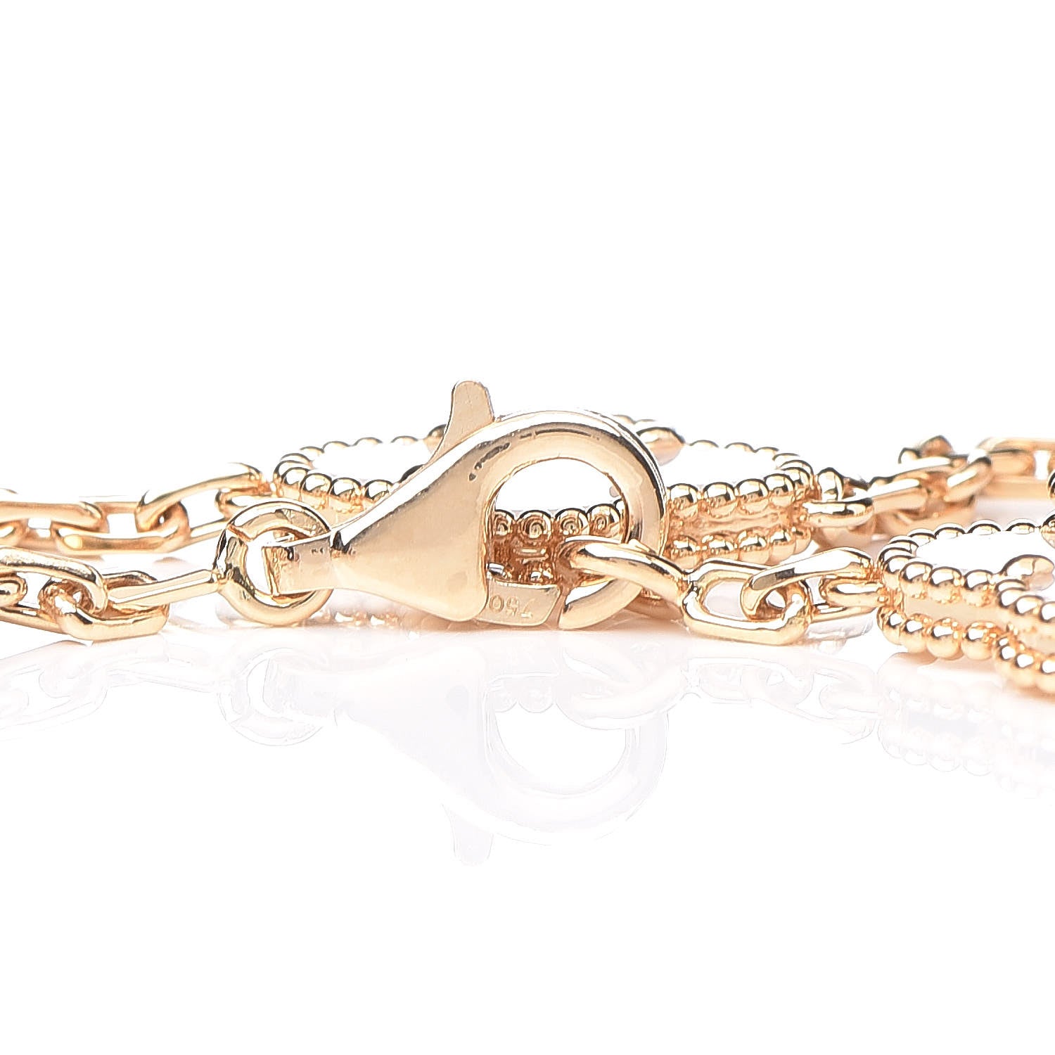 Van Cleef & Arpels 18K Yellow Gold Mother of Pearl 5 Motifs Vintage Alhambra Bracelet 4 of 7
