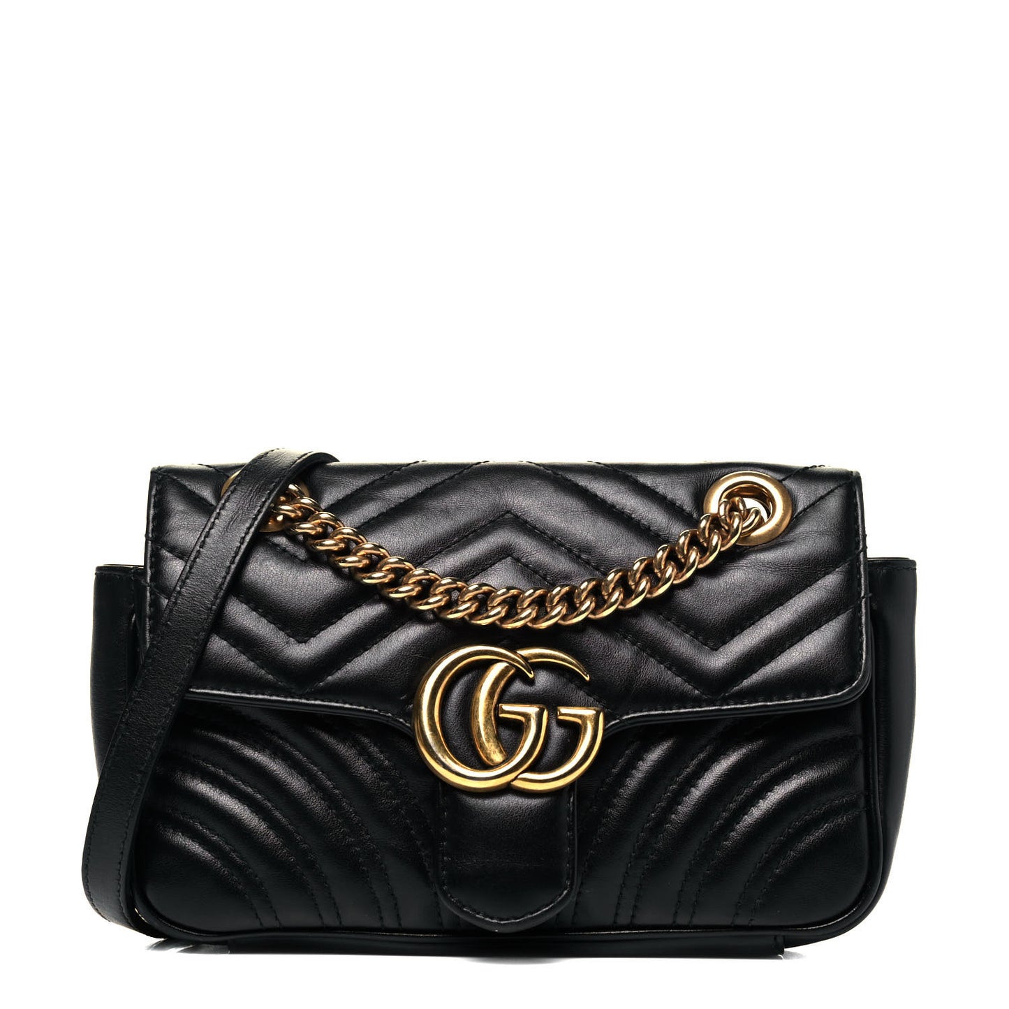 Calfskin Matelasse Mini GG Marmont Shoulder Bag Black