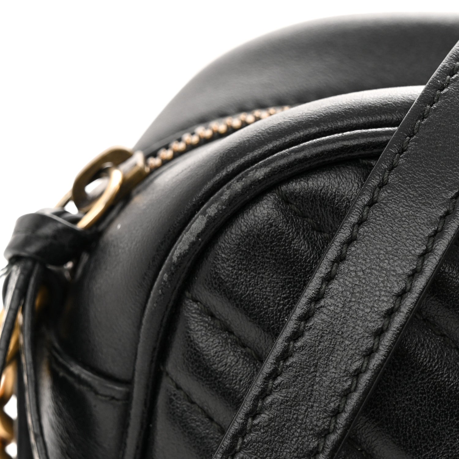 Gucci Calfskin Matelasse Small GG Marmont Chain Shoulder Bag Black 13 of 14