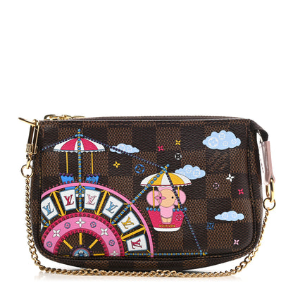 Louis Vuitton Damier Ebene 2020 Christmas Animation Big Wheel Mini Pochette Accessories Rose Ballerine 1 of 8