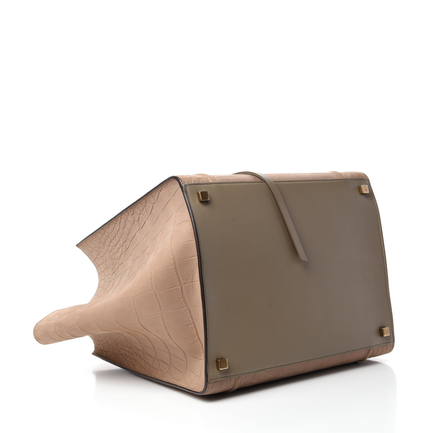 Celine Crocodile Embossed Nubuck Medium Phantom Luggage Beige 4 of 10