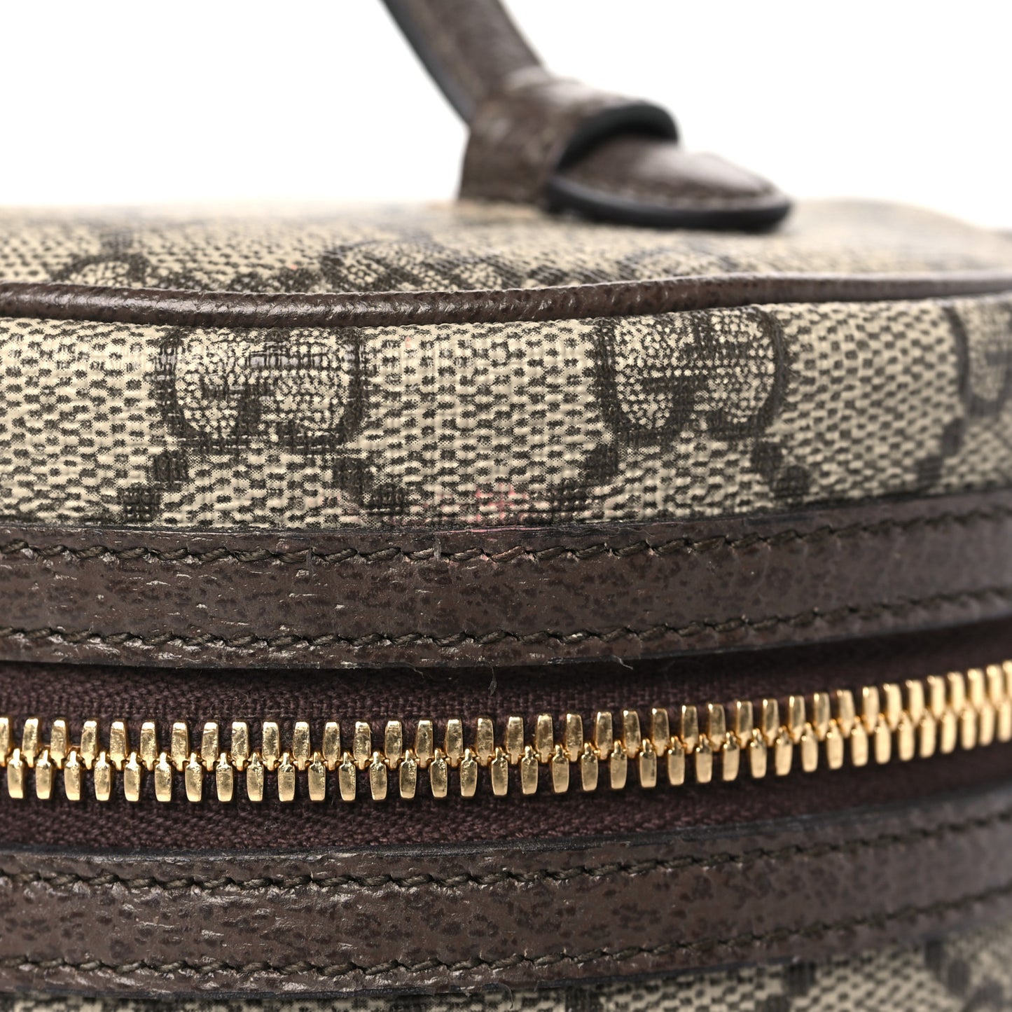 GG Supreme Monogram Textured Calfskin Web Ophidia Vanity Cosmetic Case Beige Ebony New Acero