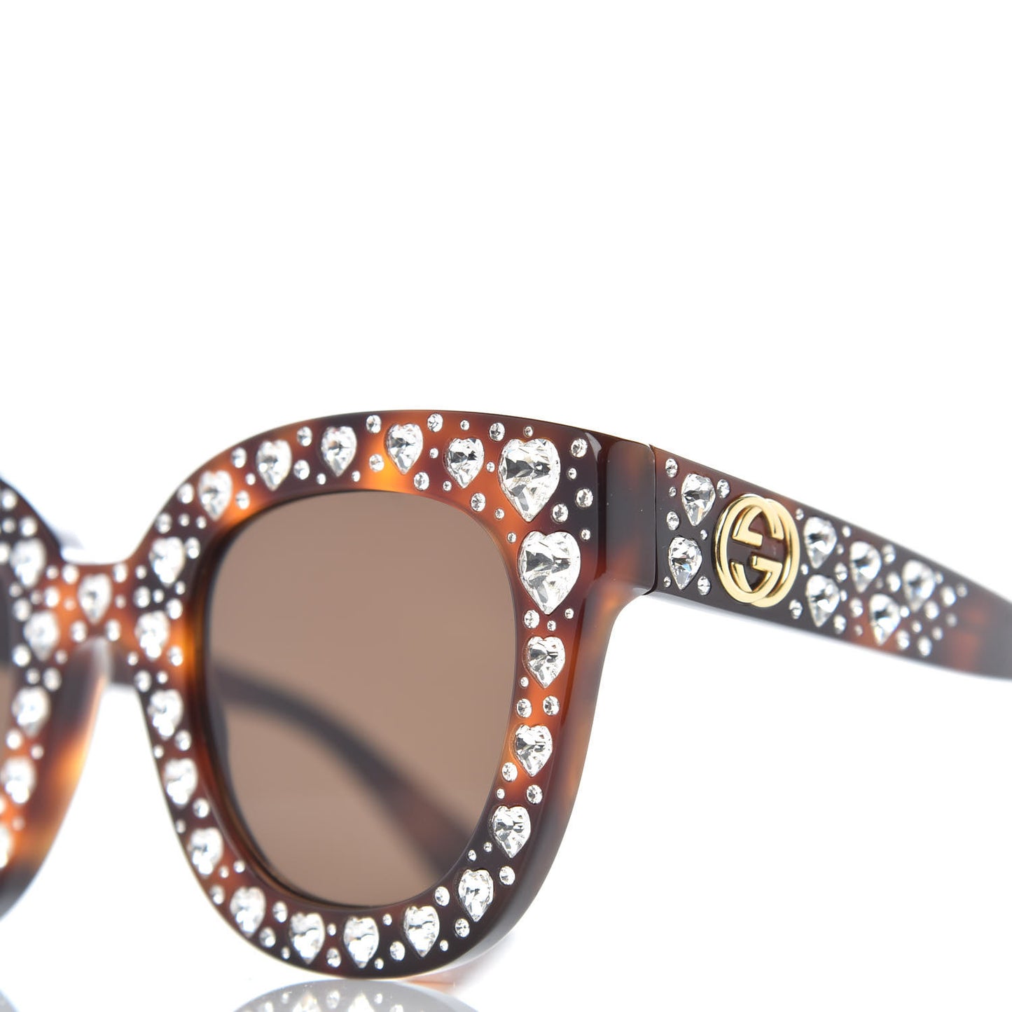 Acetate Hearts Cat Eye Sunglasses GG0116S Havana