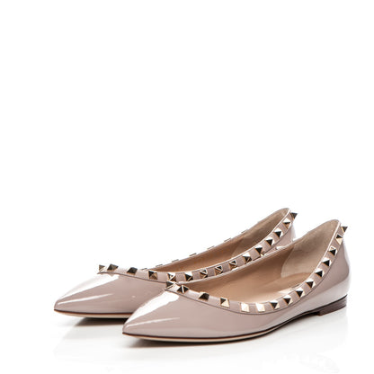 Valentino Garavani Patent Rockstud Ballerina Flats 39.5 Poudre 3 of 7