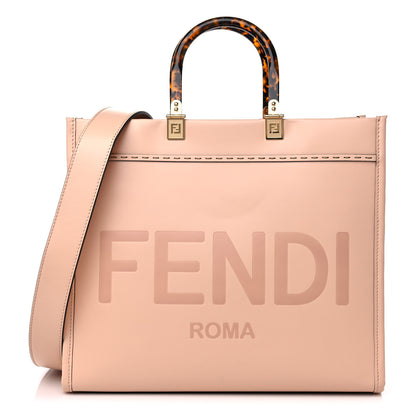 Fendi Vitello King Plexiglass Logo Embossed Medium Fendi Sunshine Shopper Tote Light Rose 1 of 10