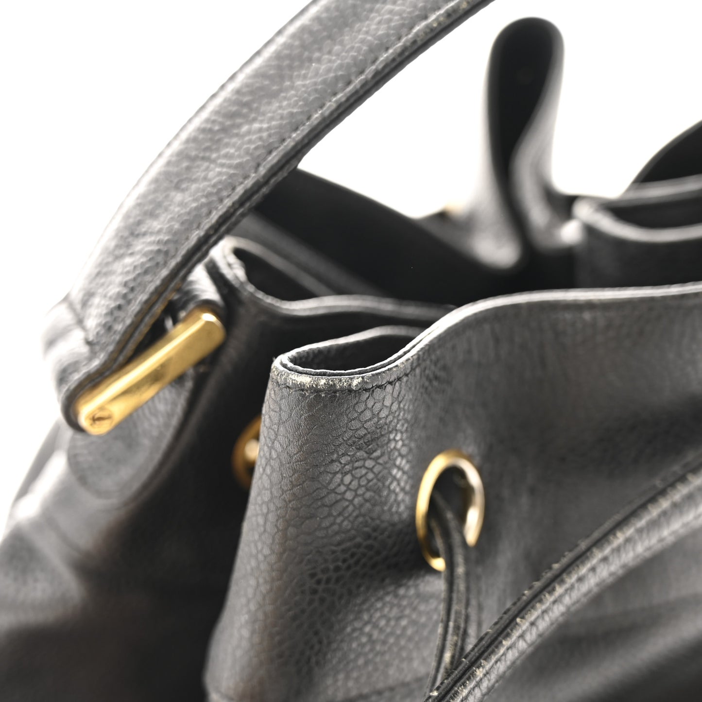 Caviar Quilted Drawstring Backpack Black