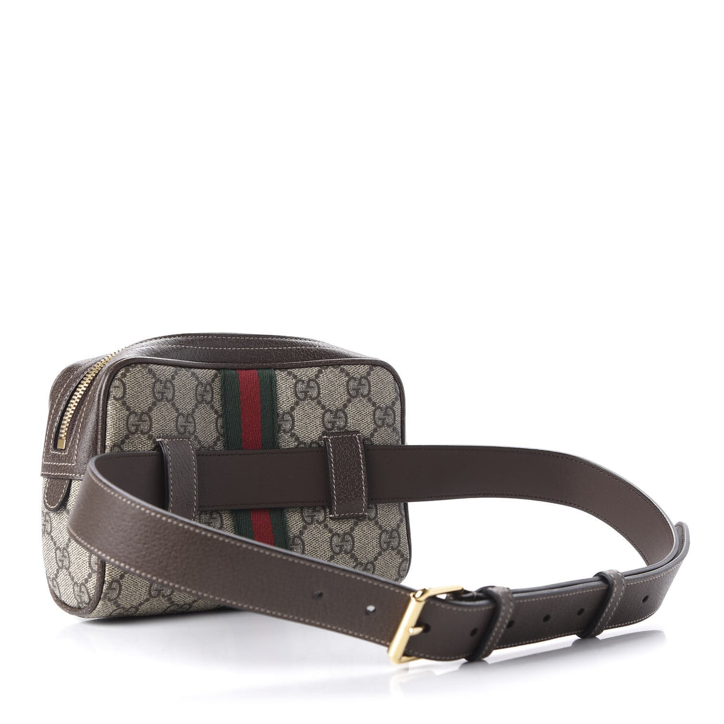 GG Supreme Monogram Web Small Ophidia Belt Bag 85 34 Dark Brown