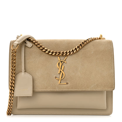 Saint Laurent Suede Calfskin Medium Monogram Sunset Dark Beige 1 of 16