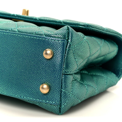 Chanel Metallic Caviar Quilted Mini Coco Handle Flap Blue 11 of 11