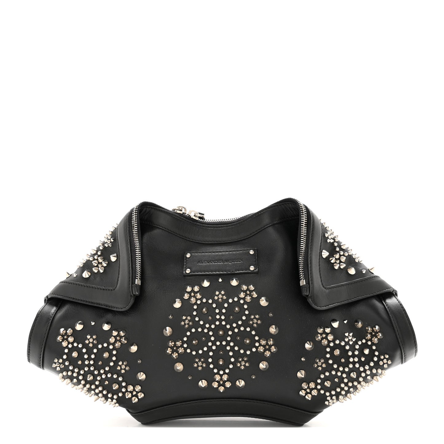 Calfskin Studded De Manta Clutch Black
