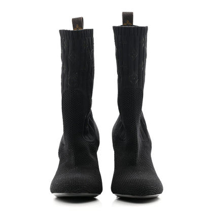 Louis Vuitton Monogram Stretch Fabric Silhouette Ankle Boots 39 Black 2 of 8