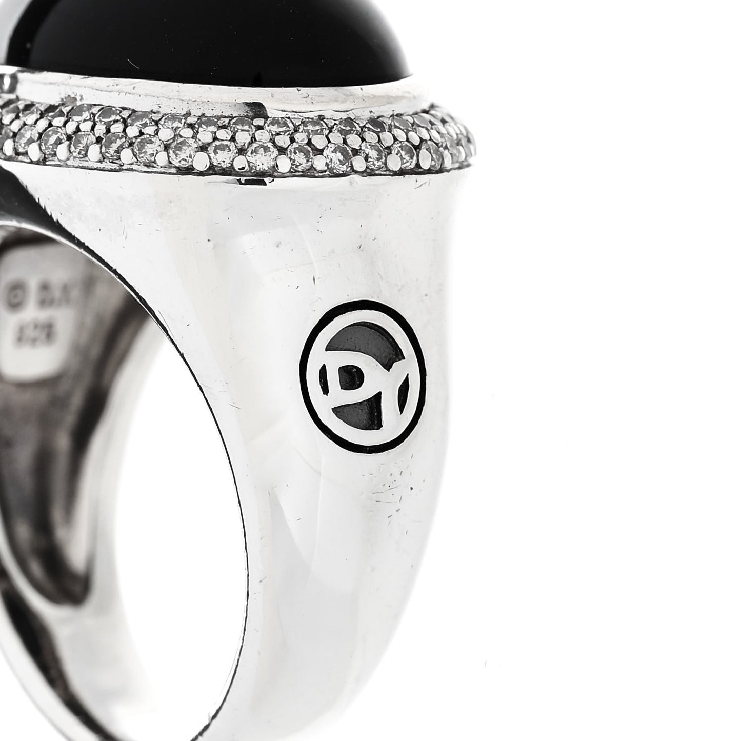 Sterling Silver Diamond Black Onyx Signature Oval Ring 54 7