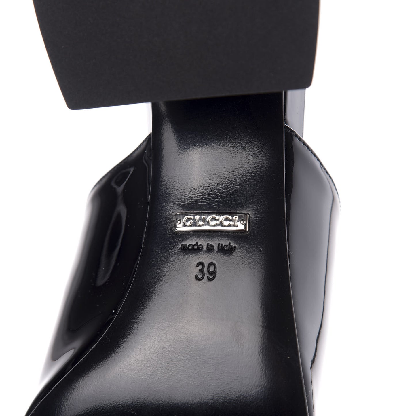 Patent Lexi Horsebit Mid-Heel Slide Sandals 39 Black
