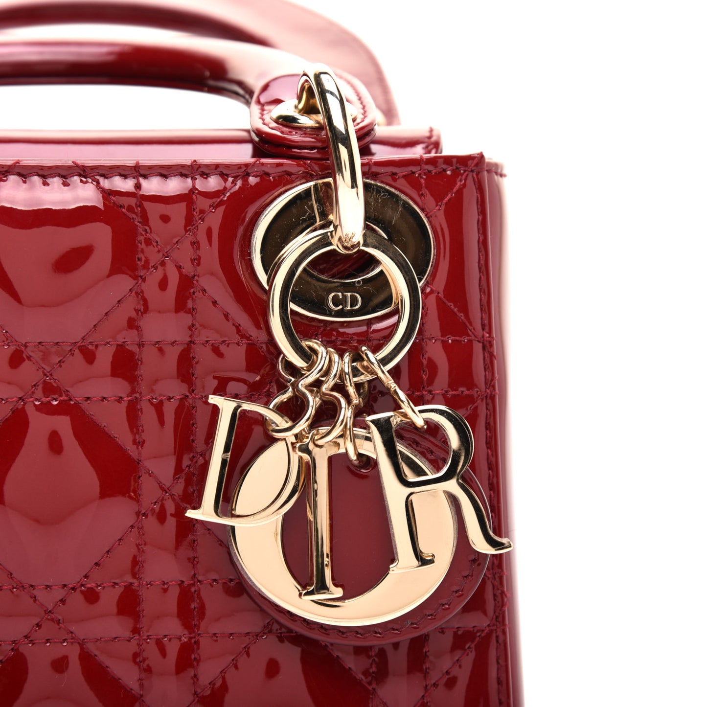 Patent Cannage Mini Lady Dior Red