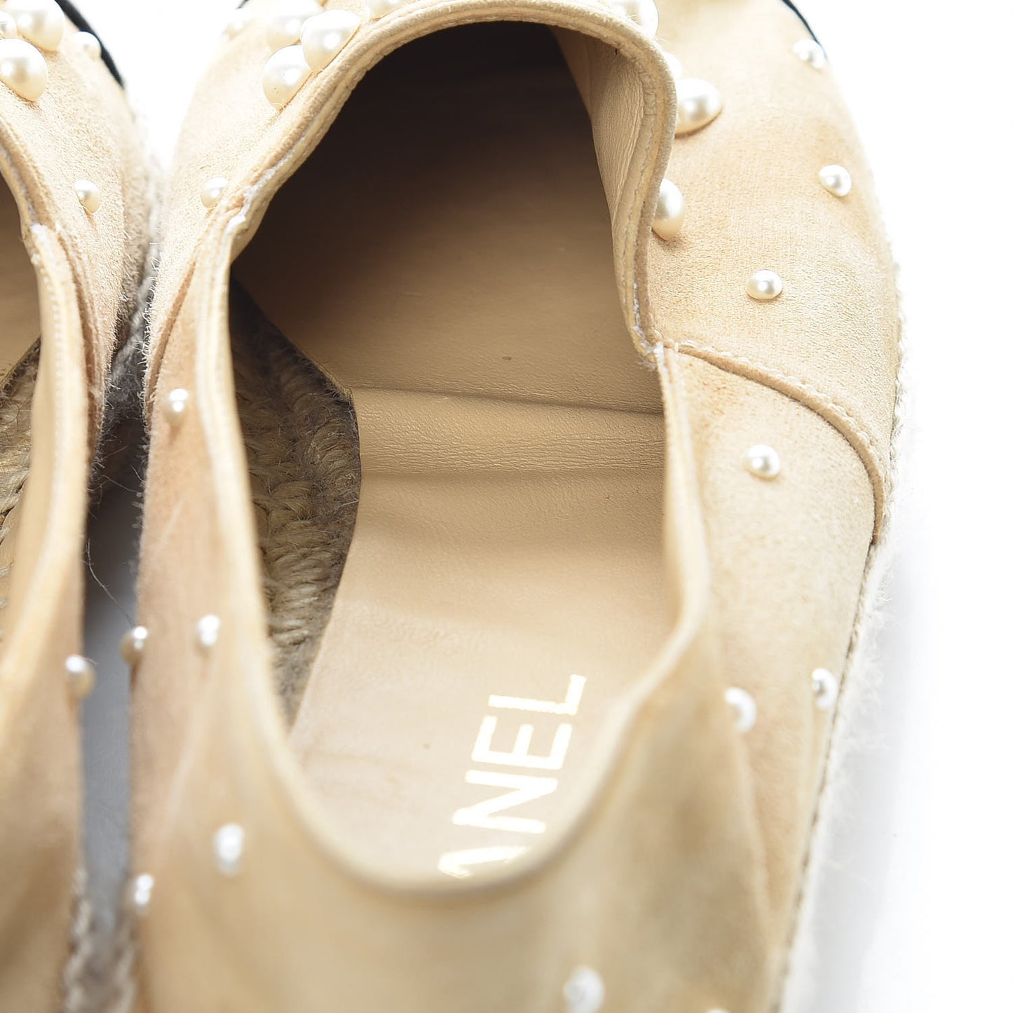 Suede Pearl CC Espadrilles 38 Beige Black