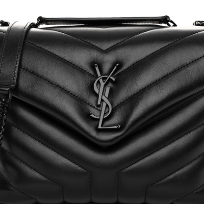 Saint Laurent Calfskin Y Quilted Monogram Monochrome Small Loulou Chain Satchel Black 7 of 9